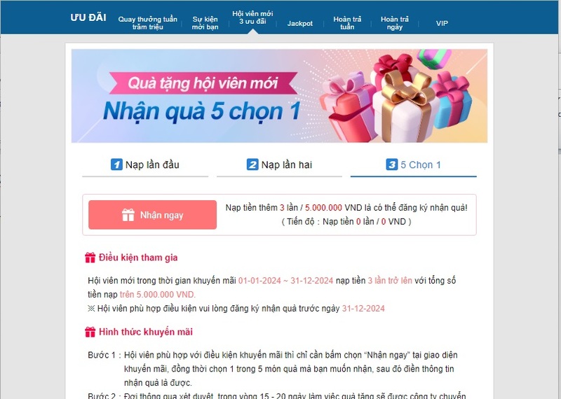 Nhận thưởng từ chương trình 5 chọn 1 với quà tặng giá trị